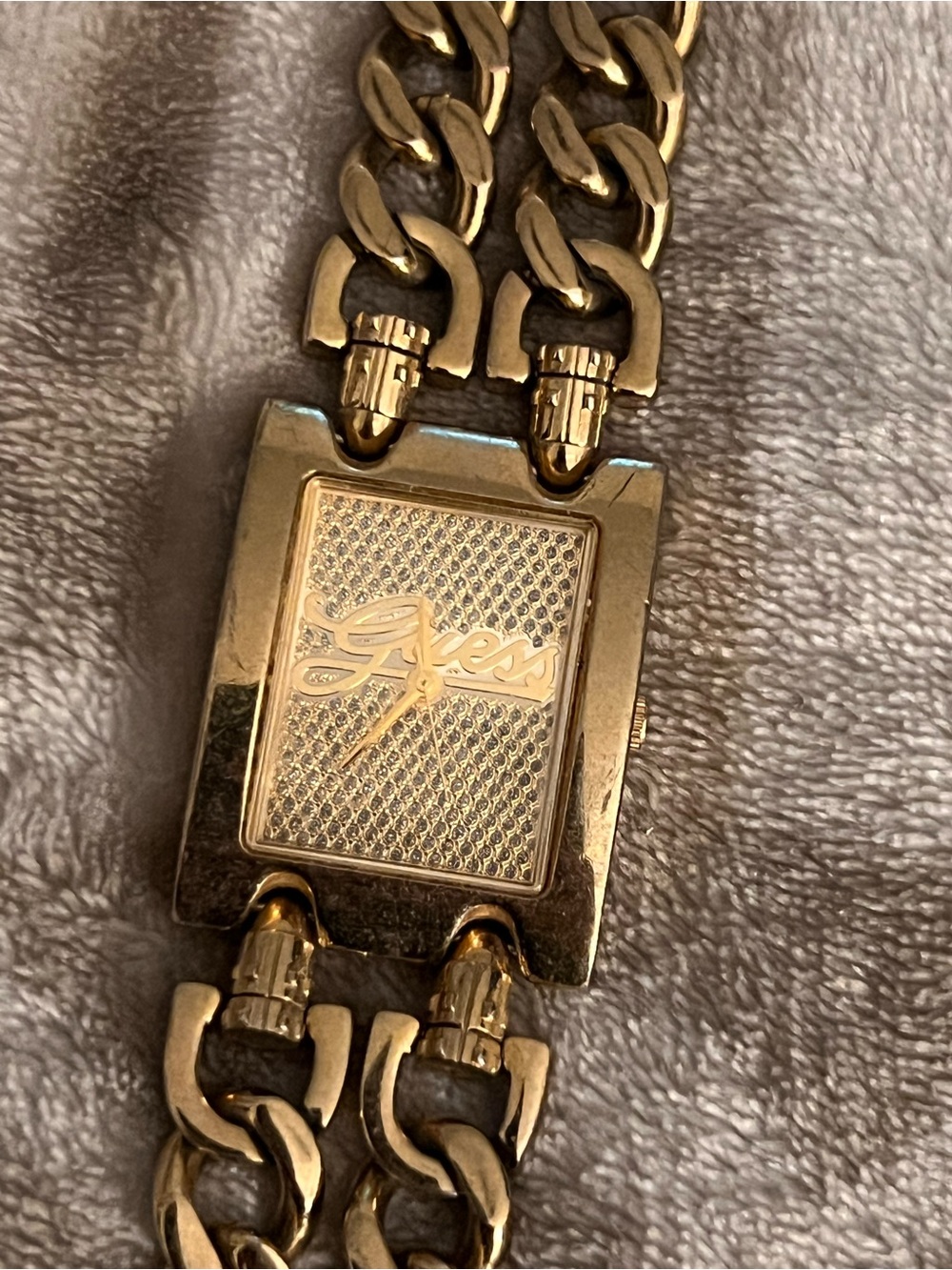 Guess Gold Tone Chain Link Bracelet Watch